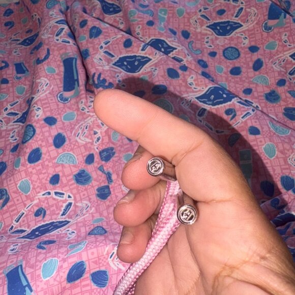 Peter Millar Crab Pattern Swim Trunks Board Shorts Pink Seaside Blue Size Large - Picture 6 of 11